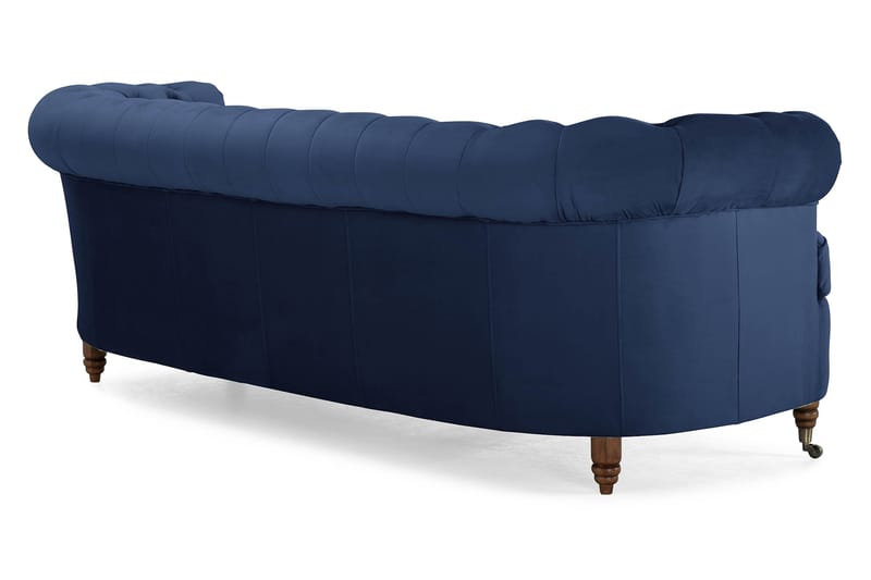 Chesterfield Sammetssoffa 3-sits Svängd - Petrolblå - Möbler - Soffa - Sammetssoffa
