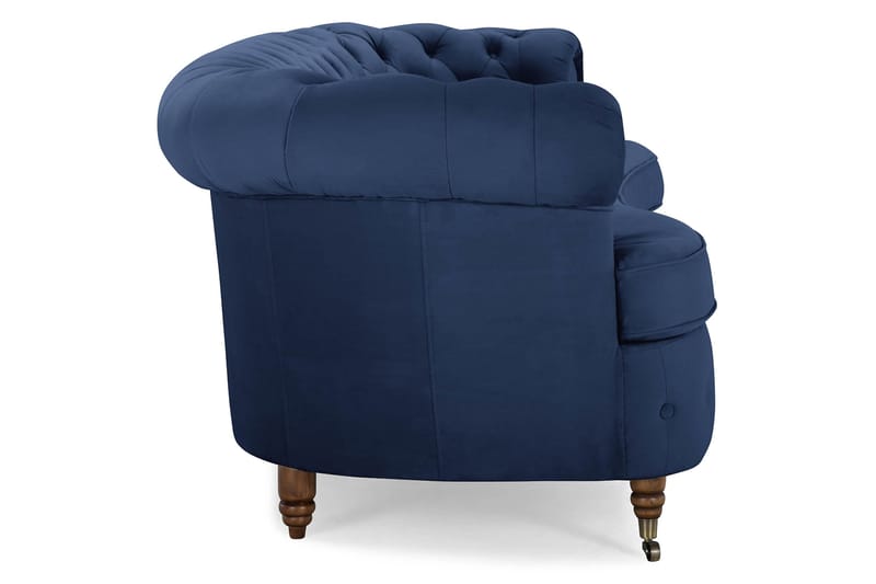 Chesterfield Sammetssoffa 3-sits Svängd - Petrolblå - Möbler - Soffa - Sammetssoffa