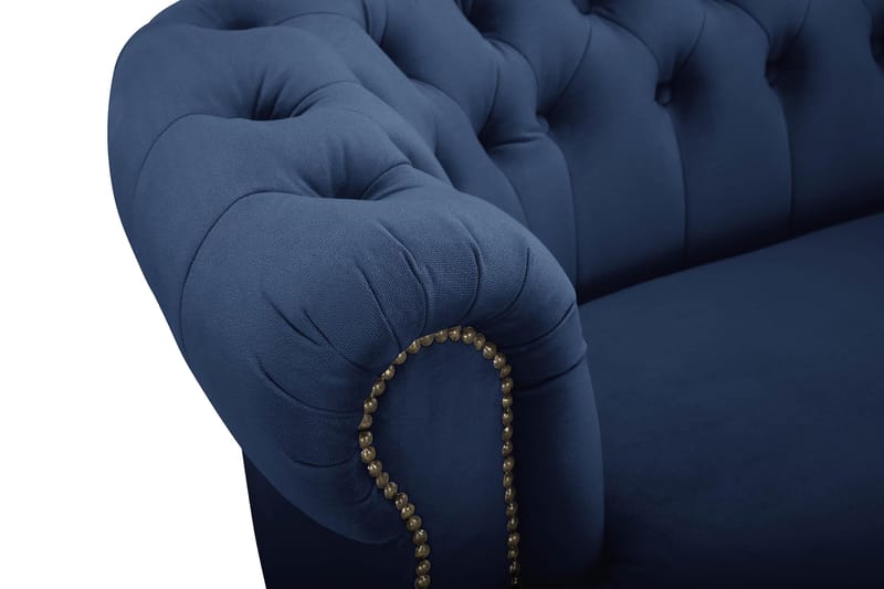 Chesterfield Sammetssoffa 3-sits Svängd - Petrolblå - Möbler - Soffa - Sammetssoffa