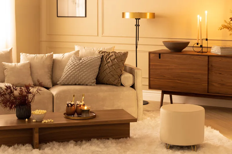 Chowchow 3-sits Sammetssoffa - Beige/Svart - Möbler - Soffa - Sammetssoffa