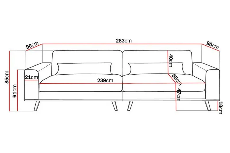 Copenhagen 4-sits Sammetssoffa - Blå - Möbler - Soffa - Sammetssoffa