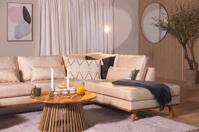 Copenhagen 5-sits Högervänd U-formad Large Soffa med Divan och Schäslong i Sammet - Beige - Möbler - Soffa - Sammetssoffa