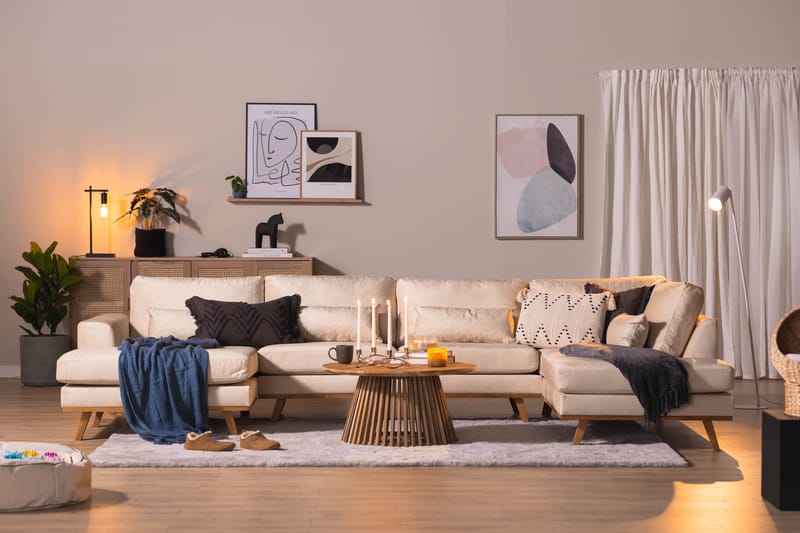 Copenhagen 5-sits Högervänd U-formad Large Soffa med Divan och Schäslong i Sammet - Beige - Möbler - Soffa - Sammetssoffa
