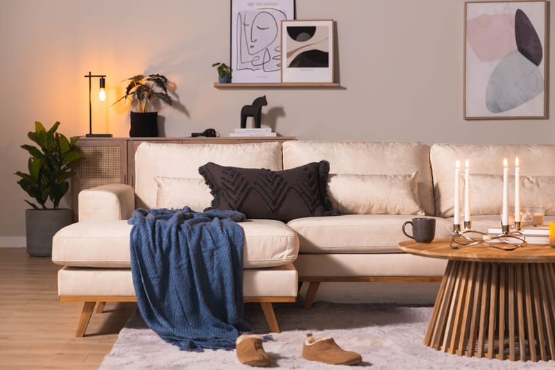 Copenhagen 5-sits Högervänd U-formad Large Soffa med Divan och Schäslong i Sammet - Beige - Möbler - Soffa - Sammetssoffa