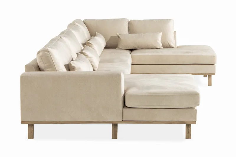 Copenhagen 5-sits Högervänd U-formad Soffa med Divan och Schäslong i Sammet - Beige - Möbler - Soffa - Sammetssoffa