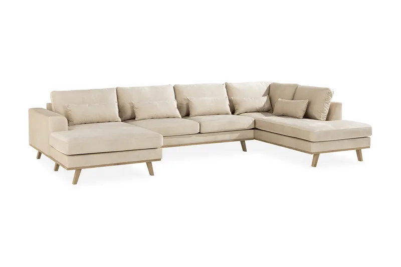 Copenhagen 5-sits Högervänd U-formad Soffa med Divan och Schäslong i Sammet - Beige - Möbler - Soffa - Sammetssoffa