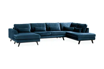 Copenhagen 5-sits Högervänd U-formad Soffa med Divan och Schäslong i Sammet - Blå - Möbler - Soffa - U-soffa