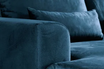 Copenhagen 5-sits Högervänd U-formad Soffa med Divan och Schäslong i Sammet - Blå - Möbler - Soffa - U-soffa