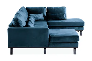 Copenhagen 5-sits Högervänd U-formad Soffa med Divan och Schäslong i Sammet - Blå - Möbler - Soffa - U-soffa