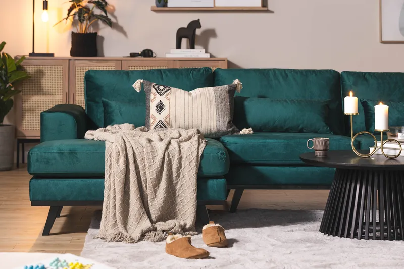 Copenhagen 5-sits Högervänd U-formad Soffa med Divan och Schäslong i Sammet - Grön - Möbler - Soffa - Sammetssoffa