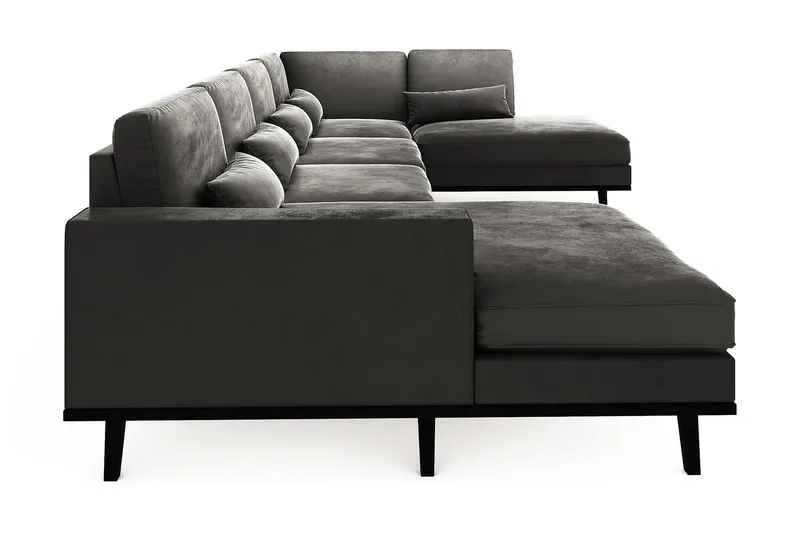 Copenhagen 5-sits Högervänd U-formad Soffa med Divan och Schäslong i Sammet - Mörkgrå - Möbler - Soffa - Sammetssoffa