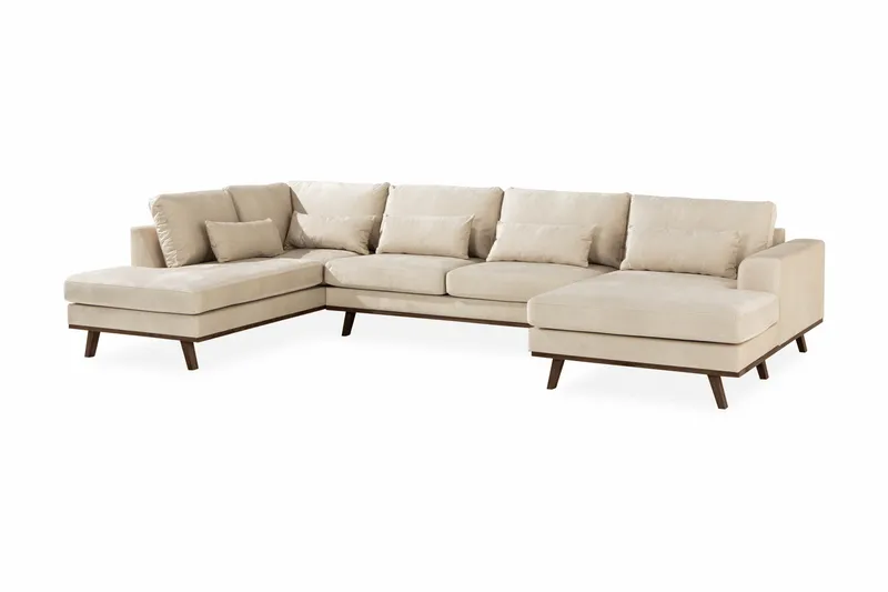 Copenhagen 5-sits Vänstervänd U-formad Large Soffa med Divan och Schäslong i Sammet - Beige - Möbler - Soffa - Sammetssoffa