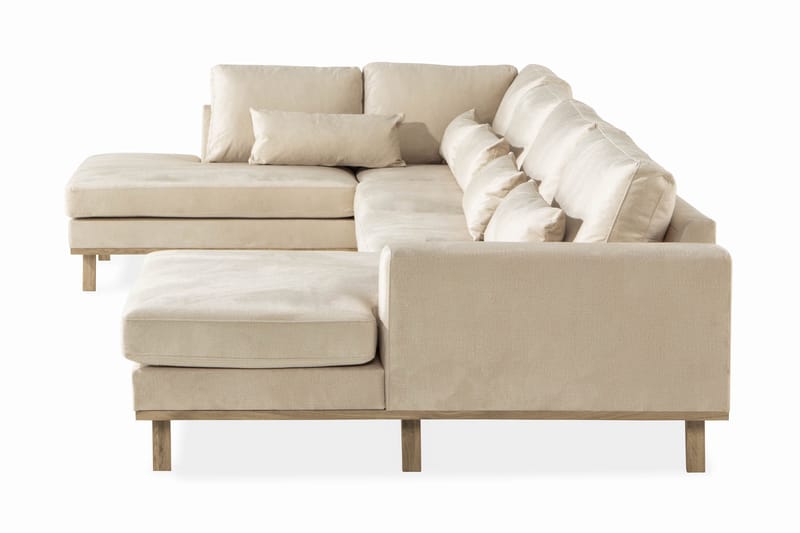 Copenhagen 5-sits Vänstervänd U-formad Soffa med Divan och Schäslong i Sammet - Beige - Möbler - Soffa - Sammetssoffa