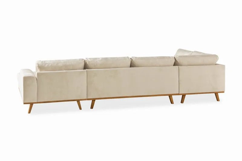 Copenhagen 5-sits Vänstervänd U-formad Soffa med Divan och Schäslong i Sammet - Beige - Möbler - Soffa - Sammetssoffa