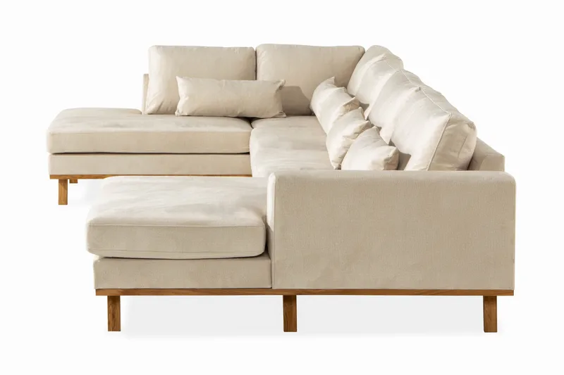 Copenhagen 5-sits Vänstervänd U-formad Soffa med Divan och Schäslong i Sammet - Beige - Möbler - Soffa - Sammetssoffa