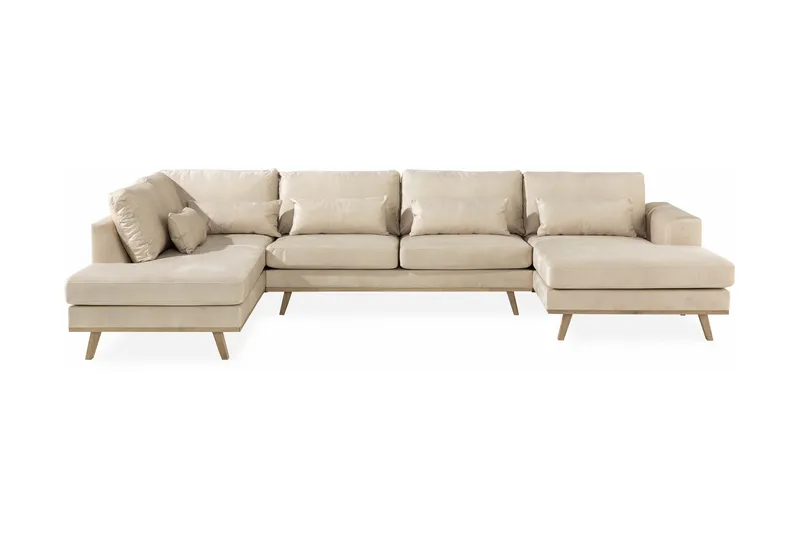 Copenhagen 5-sits Vänstervänd U-formad Soffa med Divan och Schäslong i Sammet - Beige - Möbler - Soffa - Sammetssoffa