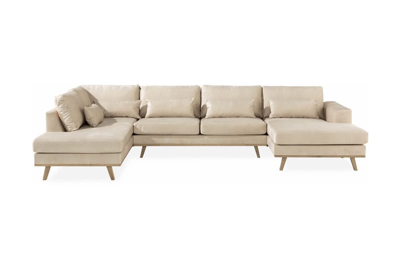 Copenhagen 5-sits Vänstervänd U-formad Soffa med Divan och Schäslong i Sammet - Beige - Möbler - Soffa - Sammetssoffa