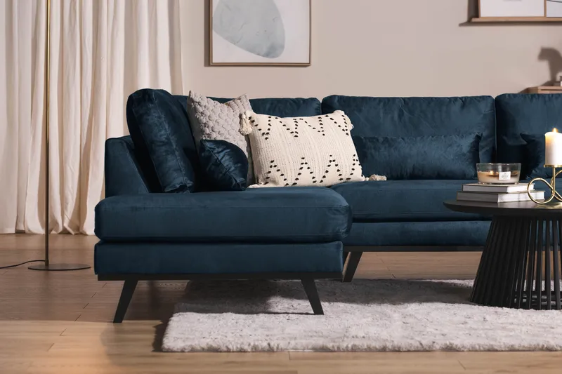 Copenhagen 5-sits Vänstervänd U-formad Soffa med Divan och Schäslong i Sammet - Blå - Möbler - Soffa - Sammetssoffa
