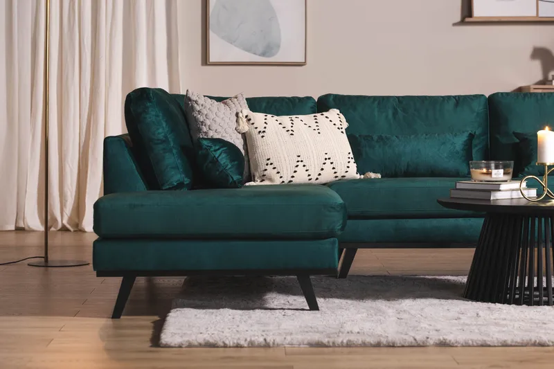 Copenhagen 5-sits Vänstervänd U-formad Soffa med Divan och Schäslong i Sammet - Grön - Möbler - Soffa - Sammetssoffa