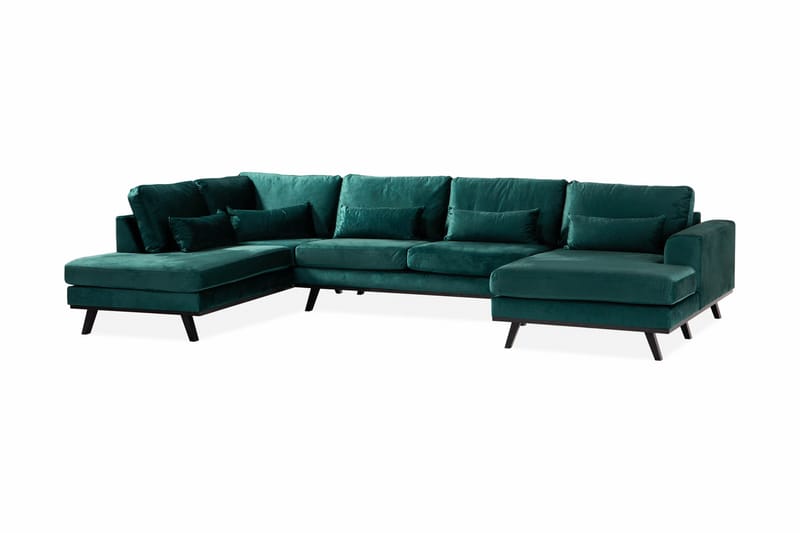 Copenhagen 5-sits Vänstervänd U-formad Soffa med Divan och Schäslong i Sammet - Grön - Möbler - Soffa - Sammetssoffa