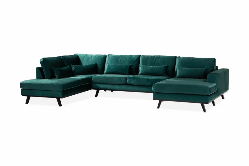 Copenhagen 5-sits Vänstervänd U-formad Soffa med Divan och Schäslong i Sammet - Grön - Möbler - Soffa - Sammetssoffa