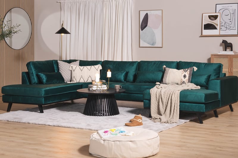 Copenhagen 5-sits Vänstervänd U-formad Soffa med Divan och Schäslong i Sammet - Grön - Möbler - Soffa - Sammetssoffa
