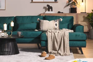 Copenhagen 5-sits Vänstervänd U-formad Soffa med Divan och Schäslong i Sammet - Grön - Möbler - Soffa - Sammetssoffa
