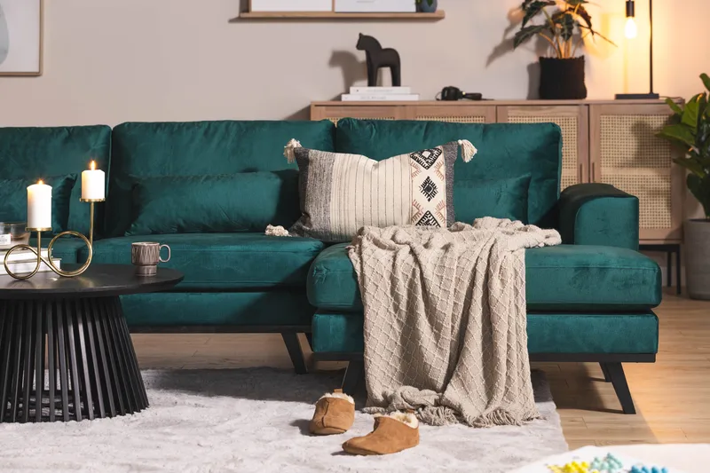 Copenhagen 5-sits Vänstervänd U-formad Soffa med Divan och Schäslong i Sammet - Grön - Möbler - Soffa - Sammetssoffa