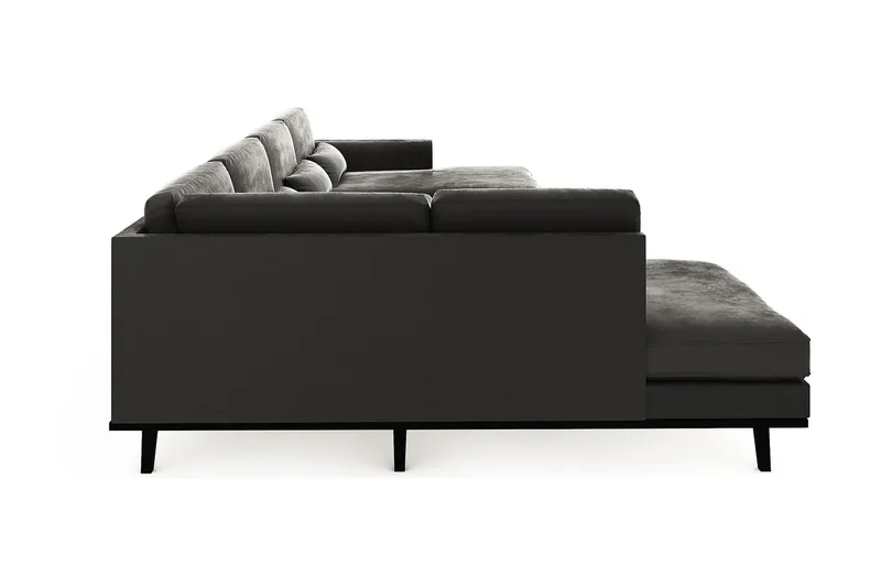 Copenhagen 5-sits Vänstervänd U-formad Soffa med Divan och Schäslong i Sammet - Mörkgrå - Möbler - Soffa - Sammetssoffa
