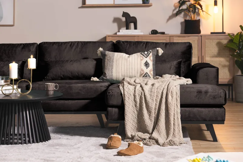 Copenhagen 5-sits Vänstervänd U-formad Soffa med Divan och Schäslong i Sammet - Mörkgrå - Möbler - Soffa - Sammetssoffa