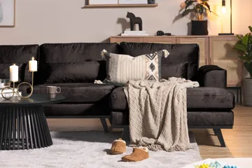 Copenhagen 5-sits Vänstervänd U-formad Soffa med Divan och Schäslong i Sammet - Mörkgrå - Möbler - Soffa - Sammetssoffa