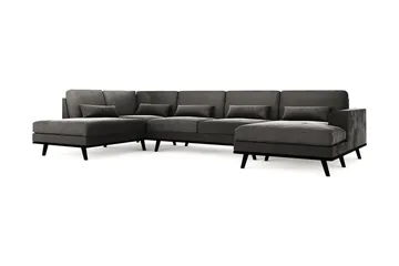 Copenhagen 5-sits Vänstervänd U-formad Soffa med Divan och Schäslong i Sammet - Mörkgrå - Möbler - Soffa - Sammetssoffa