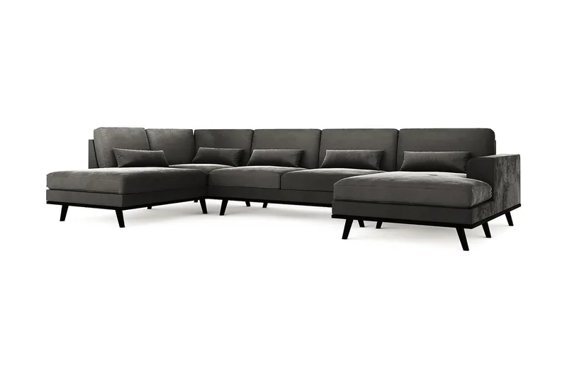Copenhagen 5-sits Vänstervänd U-formad Soffa med Divan och Schäslong i Sammet - Mörkgrå - Möbler - Soffa - Sammetssoffa