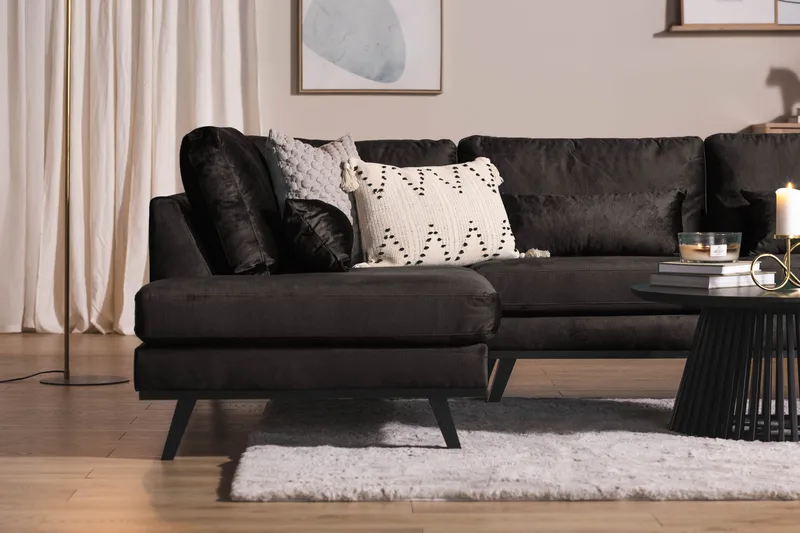 Copenhagen 5-sits Vänstervänd U-formad Soffa med Divan och Schäslong i Sammet - Mörkgrå - Möbler - Soffa - Sammetssoffa