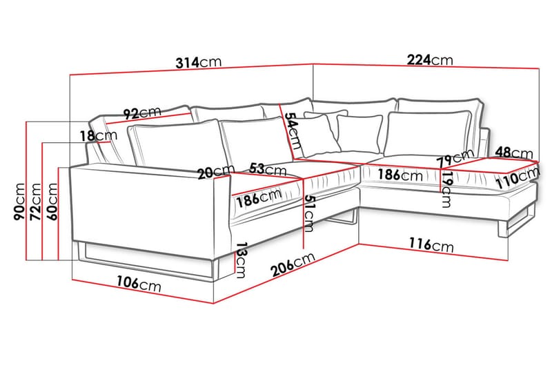 Corblack 2-sits Soffa - Grå - Divansoffor & schäslongsoffa - Sammetssoffa - 3 sits soffa med divan