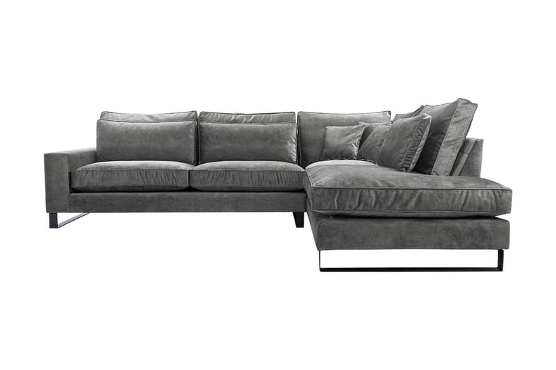 Corblack 2-sits Soffa - Grå - 3 sits soffa med divan - Sammetssoffa - Divansoffor & schäslongsoffa