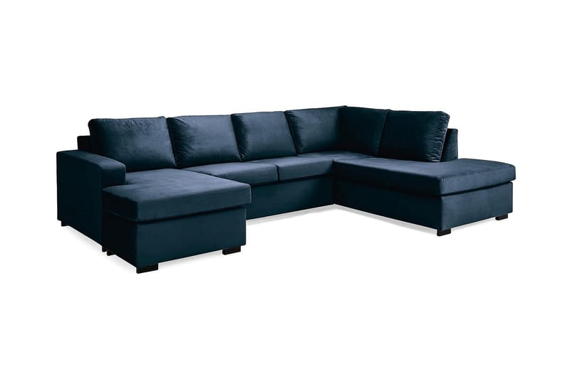 Crazy 4-sits Högervänd U-formad Large Soffa med Divan och Schäslong i Sammet - Blå - Möbler - Soffa - U-soffa