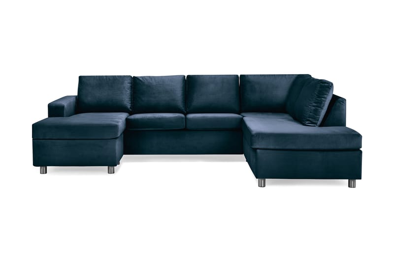 Crazy 4-sits Högervänd U-formad Large Soffa med Divan och Schäslong i Sammet - Blå - Möbler - Soffa - U-soffa