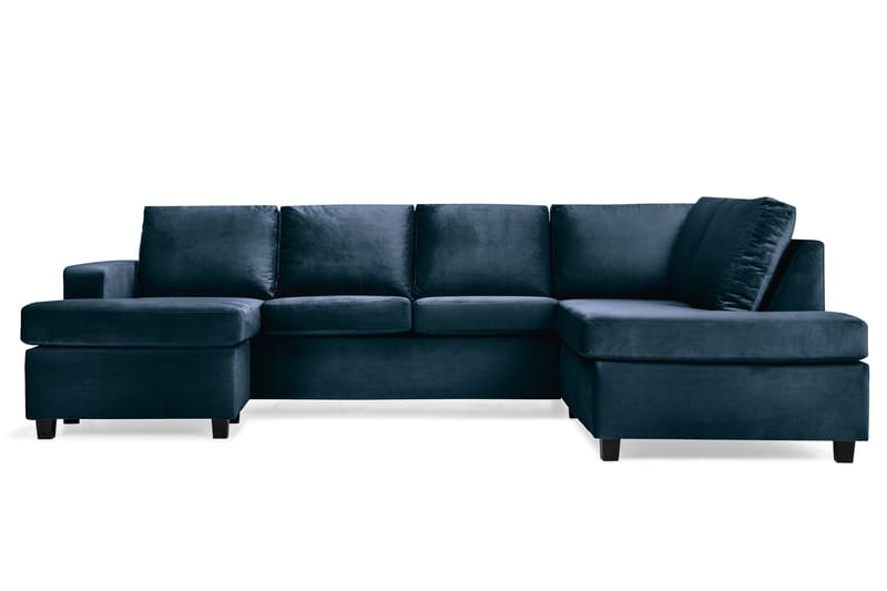Crazy 4-sits Högervänd U-formad Large Soffa med Divan och Schäslong i Sammet - Blå - Möbler - Soffa - U-soffa