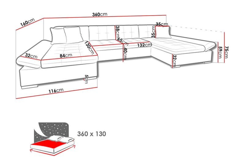 Dewitt 4-sits Hörnsoffa - Bäddsoffa - Sammetssoffa - U bäddsoffa - Bäddsoffa divan