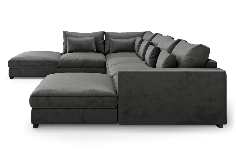 Dubai Stor U Soffa modul med Divan Höger Sammet Extra djup - Mörkgrå - Möbler - Soffa - Modulsoffor - Komplett modulsoffa
