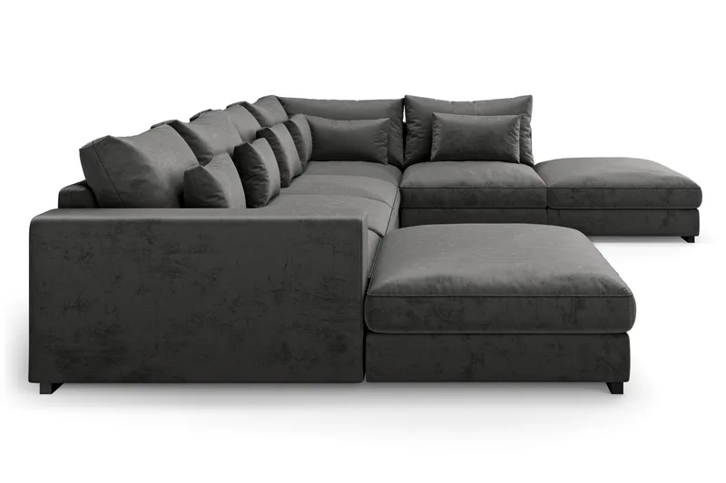 Dubai Stor U Soffa modul med Divan Vänster Sammet Extra djup - Mörkgrå - Möbler - Soffa - Modulsoffor - Komplett modulsoffa