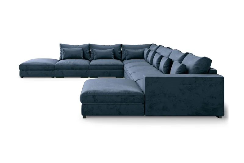 Dubai U-modulsoffa Large med Divan Höger Sammet Extra Djup - Blå - Möbler - Soffa - Modulsoffor - Komplett modulsoffa