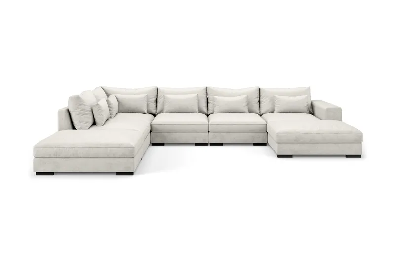 Dubai U-modulsoffa med Divan Höger Sammet Extra Djup, Vit
