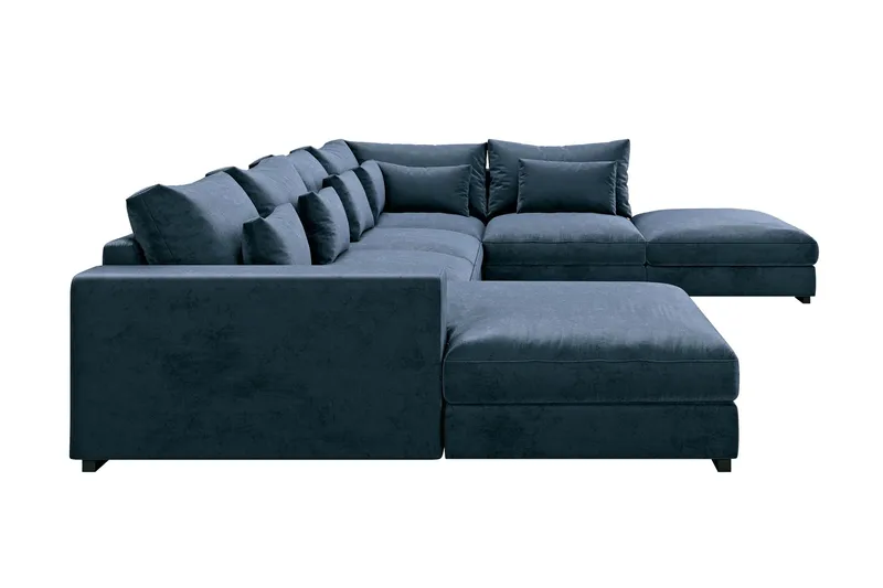 Dubai U-modulsoffa med Divan Vänster Sammet Extra Djup - Blå - Möbler - Soffa - Modulsoffor - Komplett modulsoffa