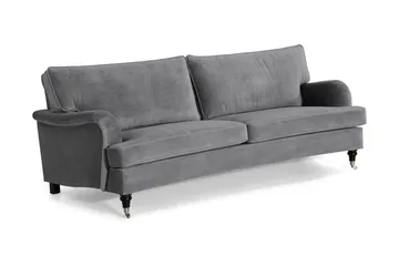 Howard soffa utan divan & schäslong Bloomington Howard Classic Sammetssoffa 3,5-sits Vera 2, Grå Sammet - Möbler - Soffa - 3 sits soffa