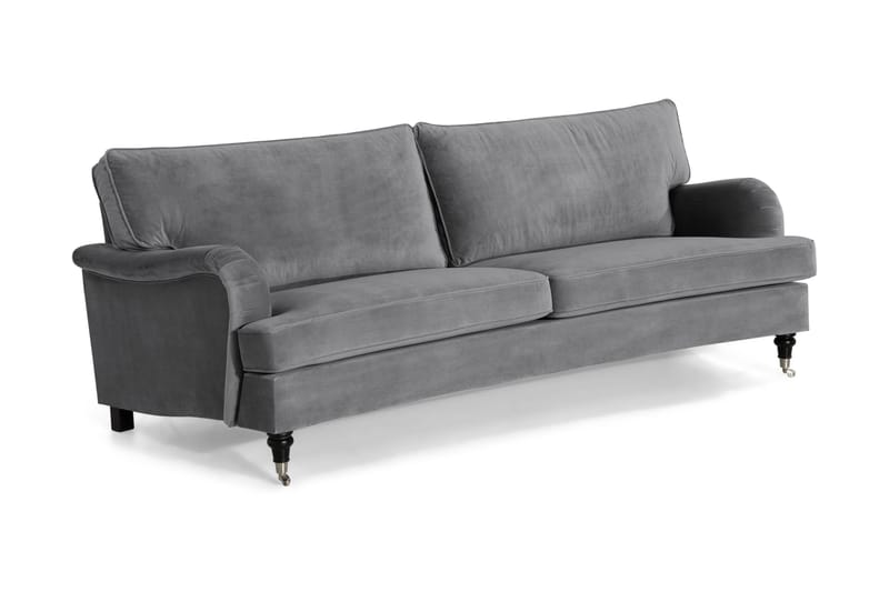 Howard soffa utan divan & schäslong Bloomington Howard Classic Sammetssoffa 3,5-sits Vera 2, Grå Sammet - Möbler - Soffa - 3 sits soffa