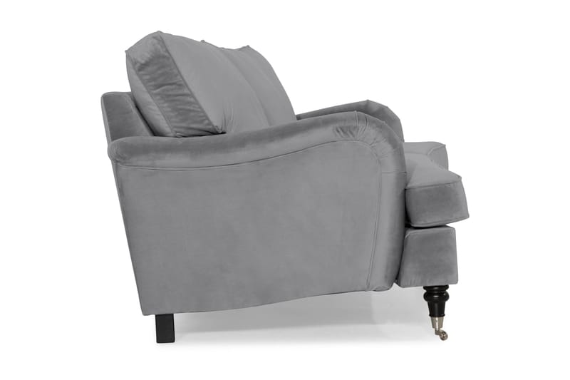 Howard soffa utan divan & schäslong Bloomington Howard Classic Sammetssoffa 3,5-sits Vera 2, Grå Sammet - Möbler - Soffa - 3 sits soffa