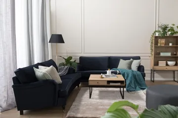 Howard soffa utan divan & schäslong Bloomington Howard Classic Sammetssoffa 3,5-sits Vera 4, Blå Sammet - Möbler - Soffa - 3 sits soffa