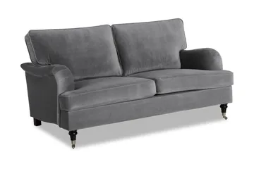 Howard soffa utan divan & schäslong Bloomington Howard Classic Sammetssoffa 3-sits Vera 2, Grå Sammet - Möbler - Soffa - 3 sits soffa